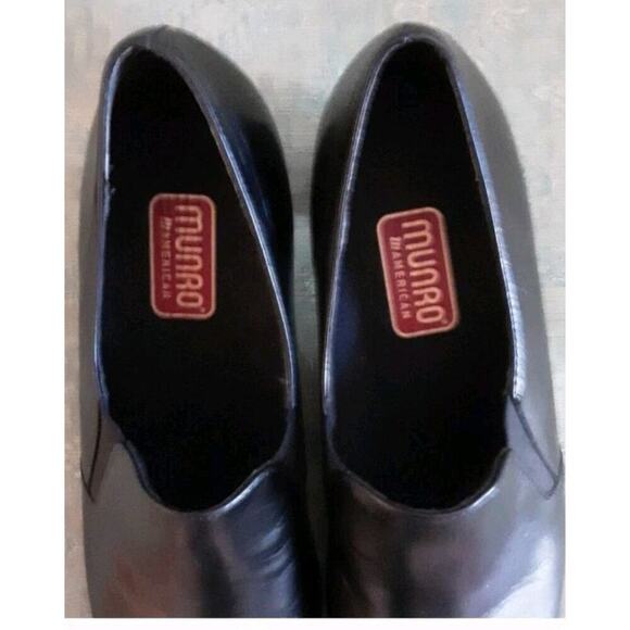 Munro American Liz Pump Black Leather Shootie Slip On Block Heel 8.5N New No Box - Picture 4 of 12
